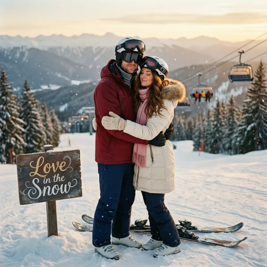 Romantic and Sweet Ski Trip Captions for Couples