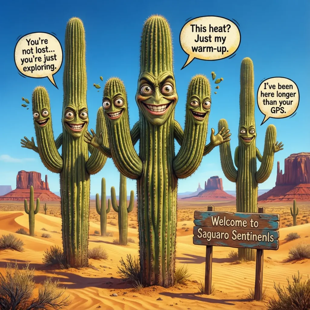 Saguaro Sentinels: Witty Arizona Captions for Desert Days