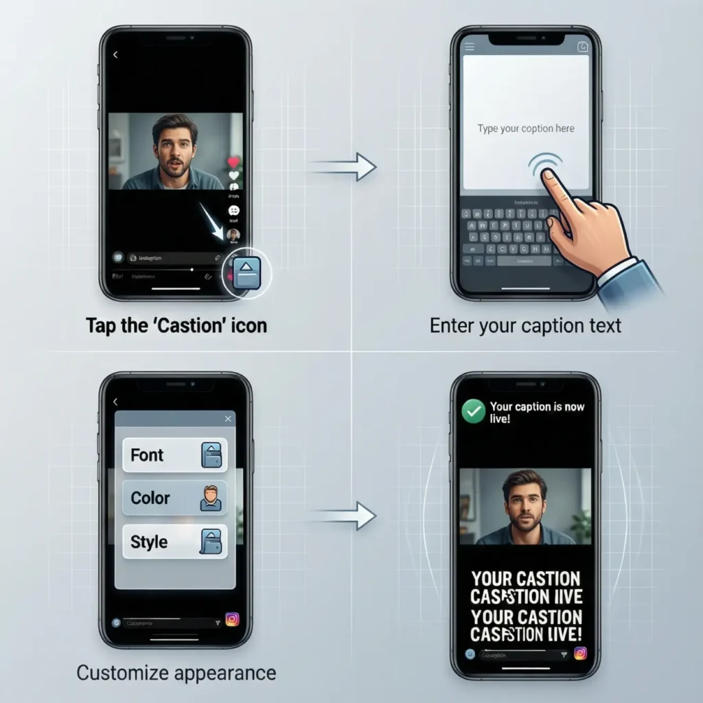 how to add captions to reels